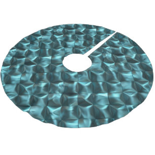 Teal Blue Green Abstract Glam Brushed Polyester Tree Skirt