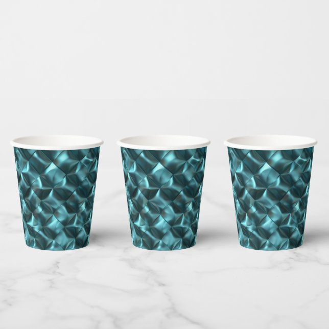 Teal Blue Green Abstract Glam Paper Cups (Multi)