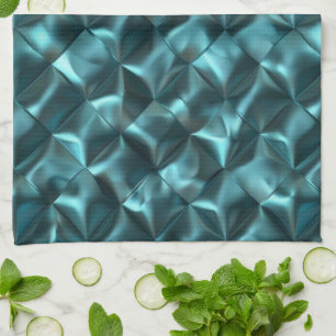 Teal Blue Green Abstract Glam Tea Towel