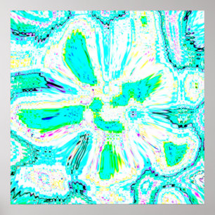 Teal Blue Green Abstract Patterns Colourful Modern Poster