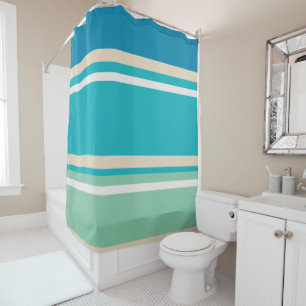 Teal Blue, green and Turquoise Stripes Shower Curtain