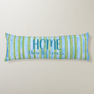 Teal, Blue, Green, and White Stripes Pattern Body Cushion