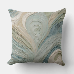 Teal Blue Green Beige Abstract Design Cushion