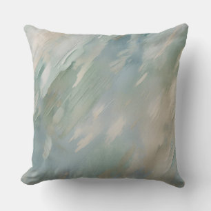 Teal Blue Green Beige Modern Coastal Print Cushion