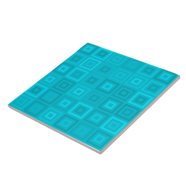 Teal blue-green concentric squares pattern tile (Side)