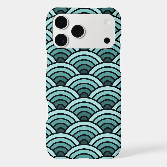 Teal Blue Green Concentric Waves Art Pattern (Back)