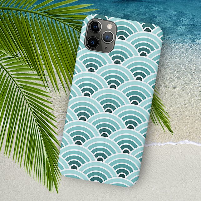 Teal Blue Green Concentric Waves Art Pattern Case-Mate iPhone Case (Creator Uploaded)