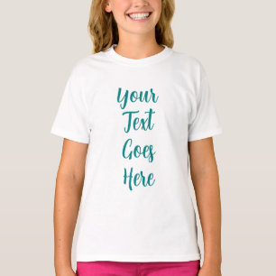 Teal Blue Green Custom Text Name Add Photo Girls T-Shirt