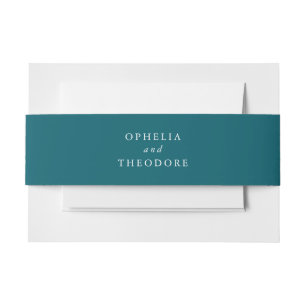 Teal Blue Green Elegant Wedding Invitation Belly Band
