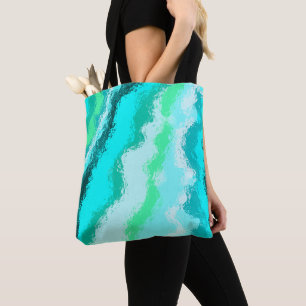 Teal Blue Green Expressive Painterly Pattern Tote Bag