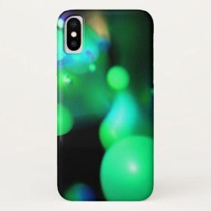 TEAL BLUE GREEN FRACTAL BUBBLES IN BLACK iPhone X CASE