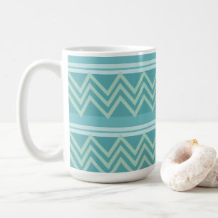 Teal Blue Green Geometric Chevron Coffee Mug