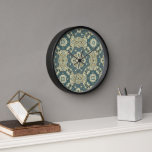 Teal Blue Green Grey Ochre Hip Bohemian Bali Art Clock<br><div class="desc">Beautiful contemporary ochre yellow, grey green, teal blue and grey coloured Bohemian mosaic pattern. Modern and cool design for the trend savvy and art loving hip trendsetter, vintage retro look style or abstract geometric motif lover. This fun and cute hipster design is available on a large variety of electronic gadget...</div>