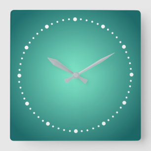Teal Blue Green Light to Dark Shades Square Wall Clock