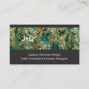 Teal Blue Green Metallic Marbled Art Pattern Business Card