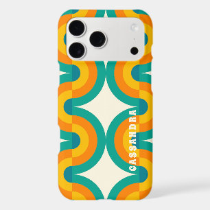 Teal Blue Green Orange Midcentury Circles Pattern