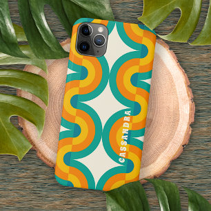 Teal Blue Green Orange Midcentury Circles Pattern iPhone 11Pro Max Case