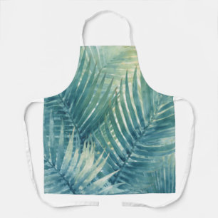 Teal Blue Green Palm Leaves Apron