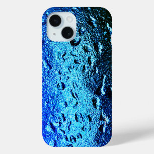 Teal Blue-Green Shiny Wet Slick Raindrops iPhone 15 Case