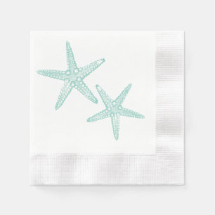 Teal Blue Green Starfish Paper Napkin