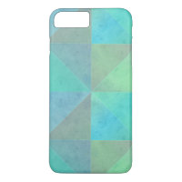 Teal Blue Green Triangles Geometric Art Pattern