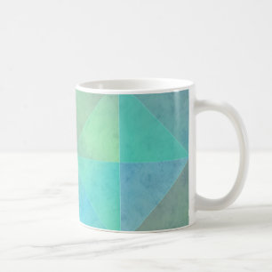 Teal Blue Green Triangles Geometric Art Pattern Coffee Mug