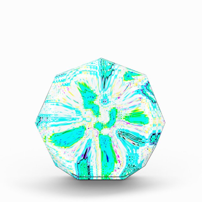 Teal Blue Green Wave Bubble Abstract Colourful Coo Photo Block (Front)