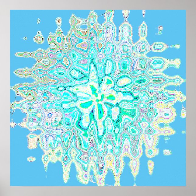 Teal Blue Green Wave Bubble Abstract Patterns Cool Poster (Front)