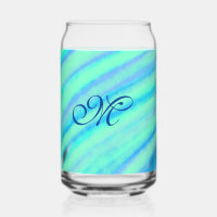 Teal blue greenwatercolor lines add your monogram