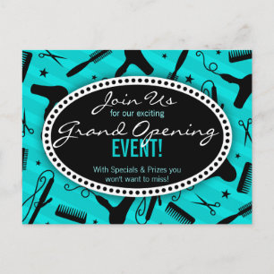 Teal Blue Hair Salon Grand Opening Postcard
