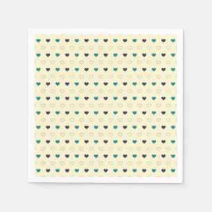 Teal & Blue Heart Pattern on Cream Background Napkin