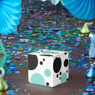 Teal Blue Heart Polka Dot Bridal Shower Party Favour Box