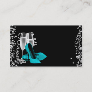 Teal Blue High Heel Shoe Business Cards
