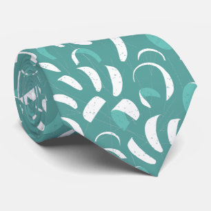 Teal Blue Kiteboarding Patterned Surf Themed Tie