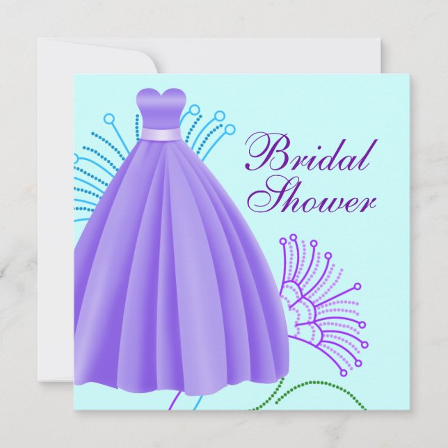 Teal Blue Lavender Purple Bridal Shower Invitation (Front)