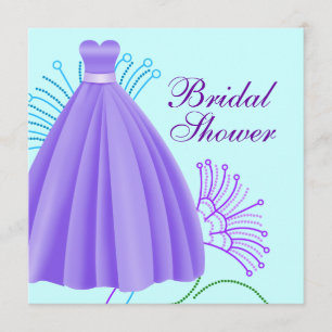 Teal Blue Lavender Purple Bridal Shower Invitation