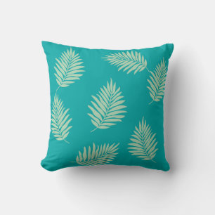 Teal Blue Leaves Square Pillow16" x 16" Cushion