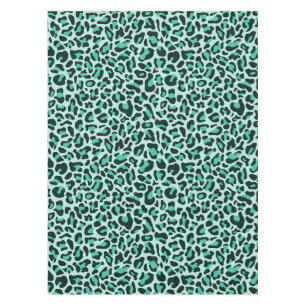 Teal Blue Leopard Print Tablecloth