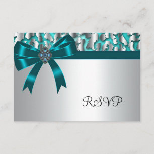 Teal Blue Leopard RSVP Cards