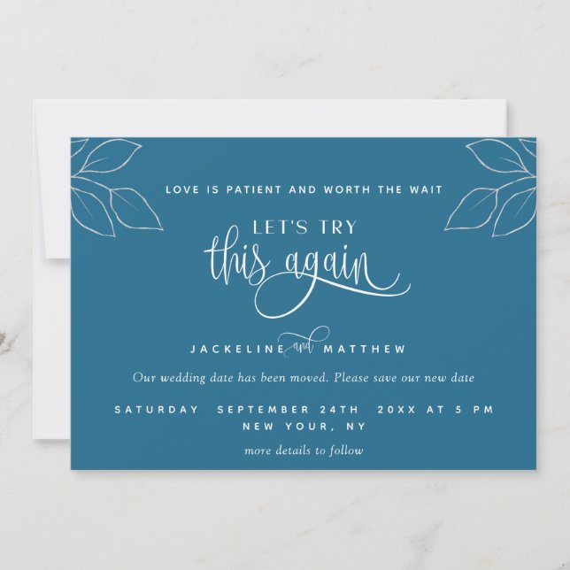 Teal Blue, Let's Try This Again, Love is Patient Save The Date (Front)