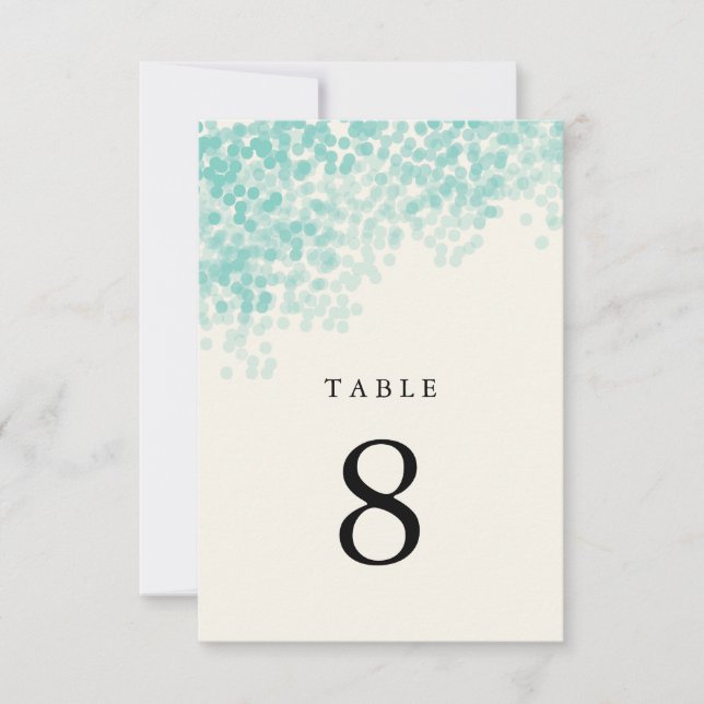 Teal Blue Light Shower Table Number Cards (Front)