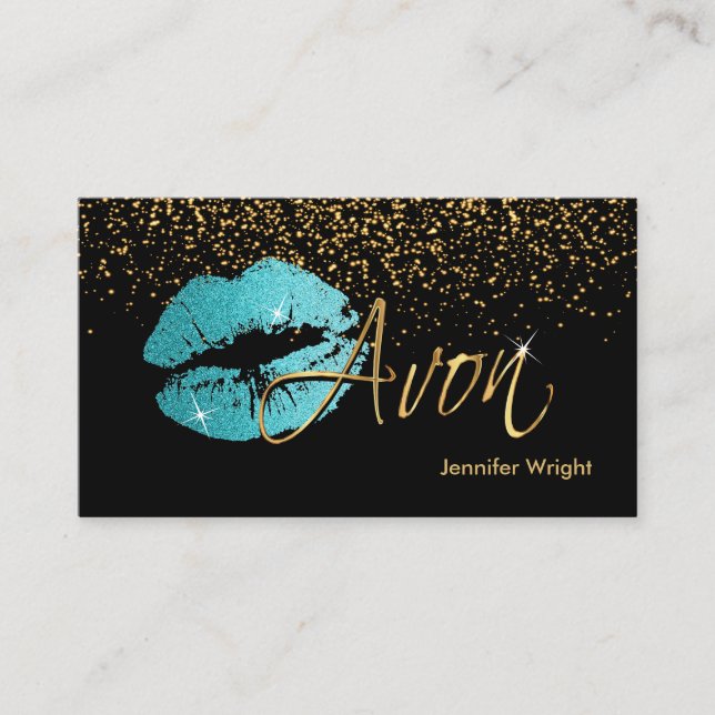 Teal Blue Lips Business Card (Front)