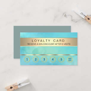 Teal Blue Loyalty Card Salon Makeup Artist