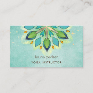 Teal Blue Mandala Holistic Lotus Floral Zen Yoga  Business Card