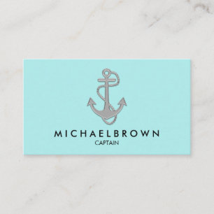 Teal Blue Marine Nautical Anchor Business Card