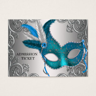 Teal Blue Masquerade Party Admission Tickets