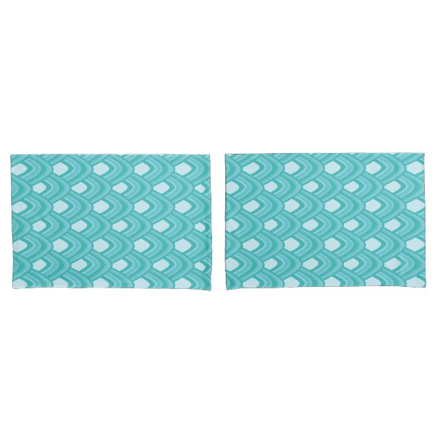Teal Blue Mermaid Scales Pillowcase (Front-Set)