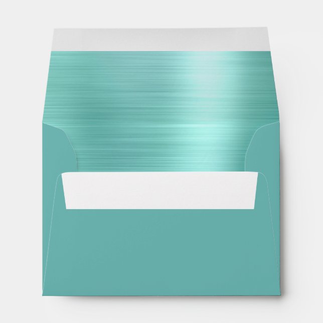 Teal Blue Metallic Wedding Sweet 16 Envelope (Back (Bottom))