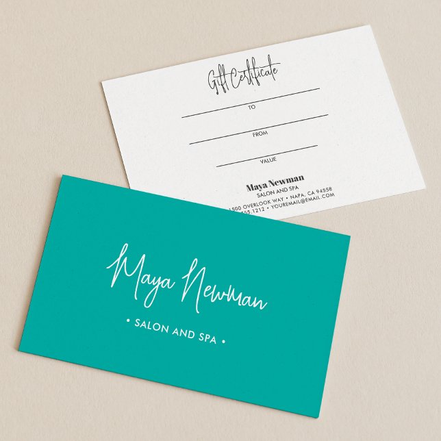 TEAL BLUE MINIMAL SIGNATURE Monogram Gift Card (Creator Uploaded)