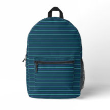 Teal Blue Minimalist Stripe Backpack